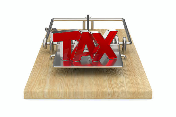 Tax on mousetrap. White background. Isolated 3D illustration