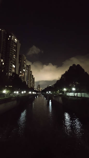 istock white clouds in the foreground of a night sky 2209504088