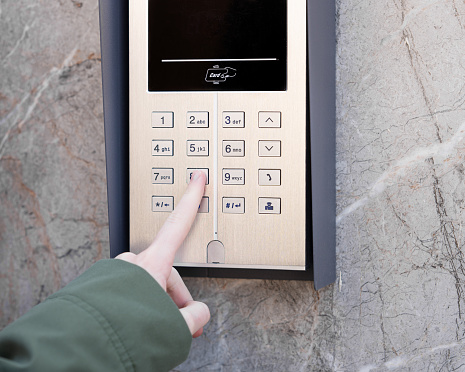 Security Code Key Access Person Entering Security Code On Keypad Access Control System Stock ...