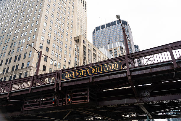 istock Washington boulevard sign on elevated train tracks in chicago 2209515882
