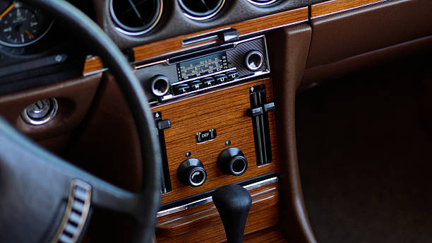 Inside a vintage luxury car, Red leather seats, Automobile, Car interior