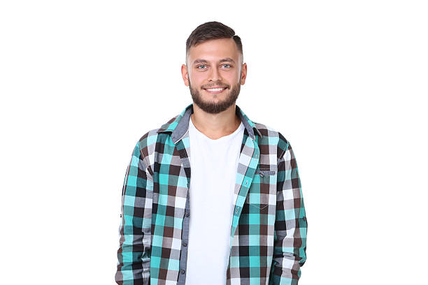 istock Young man in shirt isolated on white background 2209528299