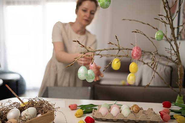 istock Festive Easter Decorations Featuring a Vibrant Display of Colorful Eggs and Beautiful Blooms 2209530586