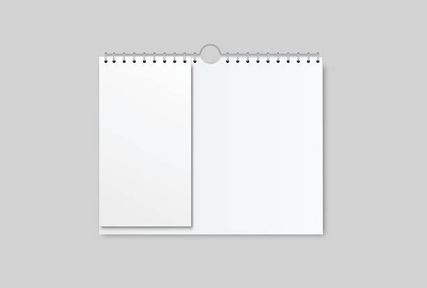 istock Blank Wall calendar paper page tear-off mockup with spiral rings wirebound binding. Template suitable for presentation calendar design, spiral brochure, notepad, notebook. Vector illustration 2209538472