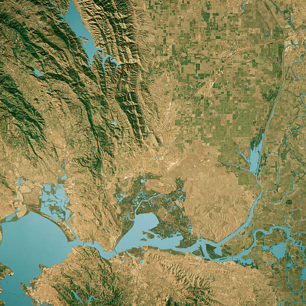 istock Solano County CA Satellite Topographic Map 3D Render True Color 2209542060