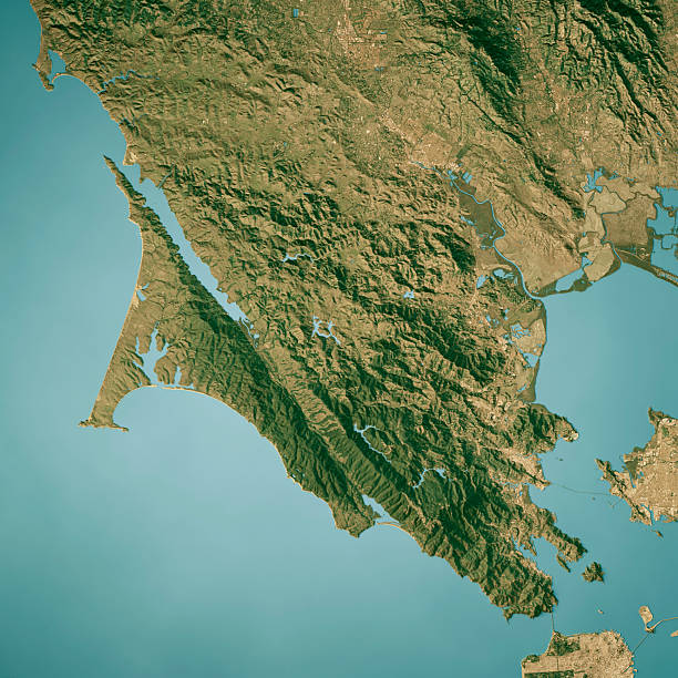 istock Marin County CA Satellite Topographic Map 3D Render True Color 2209542230