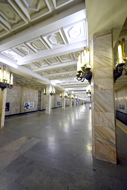 Tashkent, Uzbekistan – March 24, 2025, Inside the Pushkin Metro Station interior
