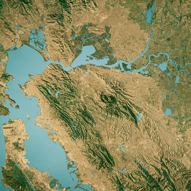 istock Contra Costa County CA Satellite Topographic Map 3D Render True Color 2209547390