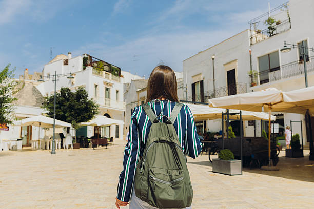 istock Traveller With Backpack Exploring Alberobello City in Italy 2209547956