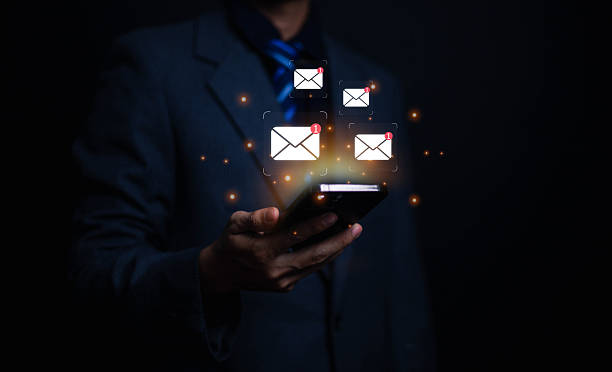 istock Business email uses technology to send messages, has a mailbox, uses marketing, works on icons, delivers on computers and digital networks, and has a communication channel for receiving newsletters. 2209556466