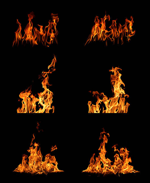istock Abstract flames collection isolated on black background. Different burning effects. Flames in the night sky. 2209559822