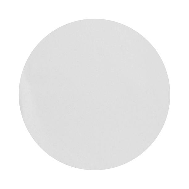 istock Blank White round crumpled paper circle promotion message sticker label cutout isolated on a transparent background 2209560577