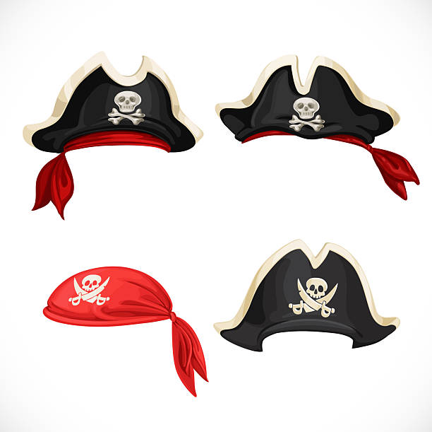 istock Set of pirate hats and bandana with Jolly Roger 2209578358