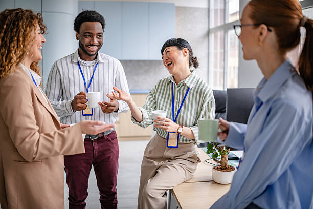 istock Team of professionals engaging in positive discussions and collaboration in a modern office environment 2209582233