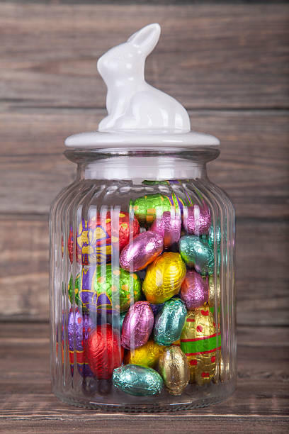 Easter eggs and Easter bunny. Handmade work. Background for the site.