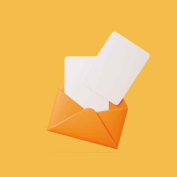 istock Orange Envelope with Blank Cards on Yellow Background 2209592113