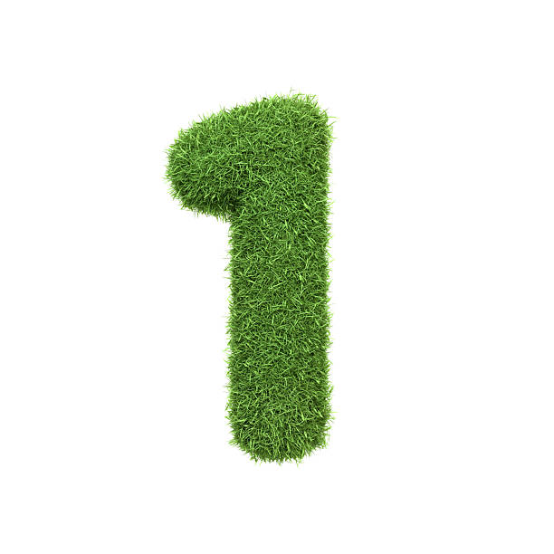 istock The number 1 shaped from dense green grass, set against a pure white backdrop 2209592211
