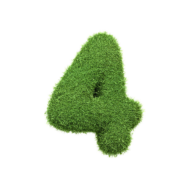 istock The number 4 shaped from dense green grass, set against a pure white backdrop 2209592214