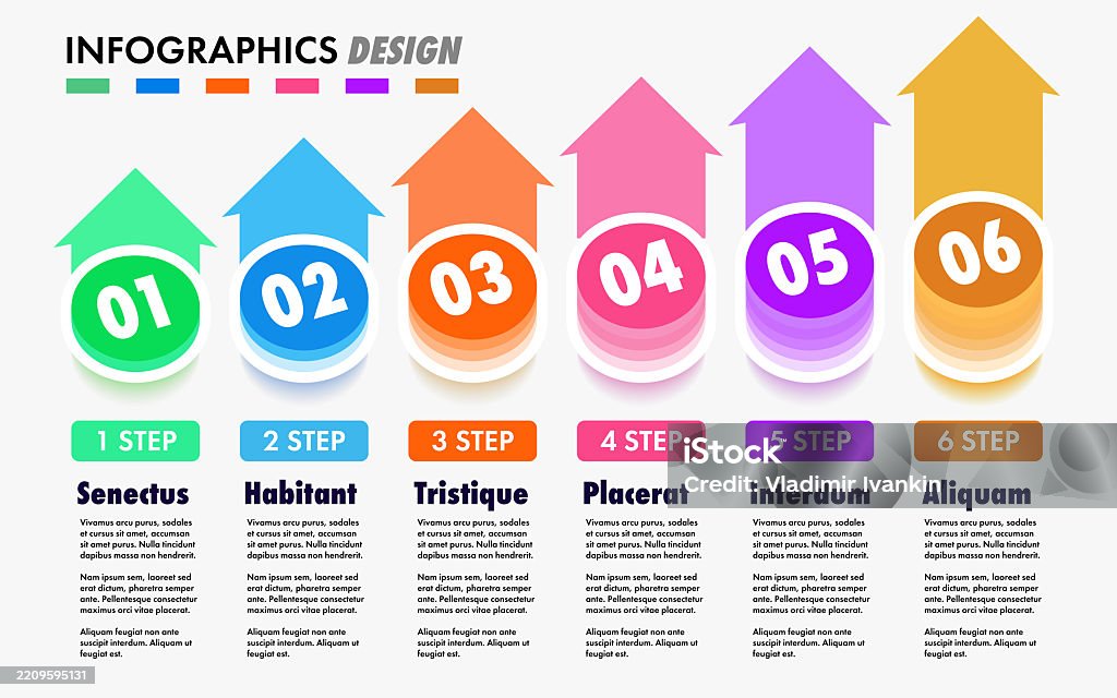 6 Steps Templete Infographic Template With 6 Step Column Stock Illustration - Download ...
