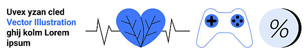 istock Heart Monitor, Gaming Controller, and Percentage Symbol with Blue Accents 2209599658