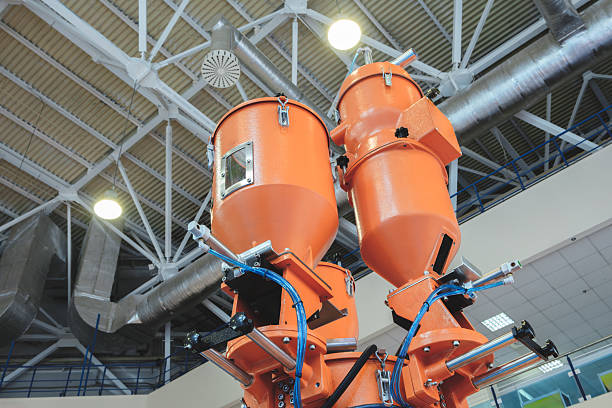 istock Production machine for manufacture products from pvc plastic extrusion technology industrial concept background 2209607348