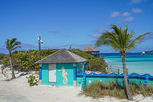 Beach chairs in the Bahamas at Elbow Cay.
