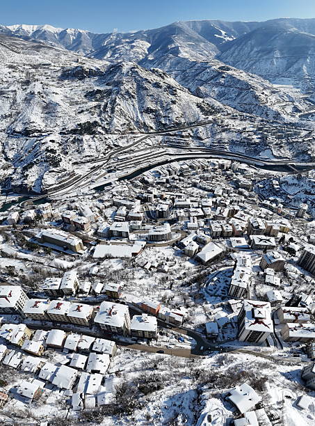 istock Winter in a city built on a mountain slope 2209611803