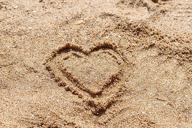 istock A heart drawn on the sand of a beach 2209612369