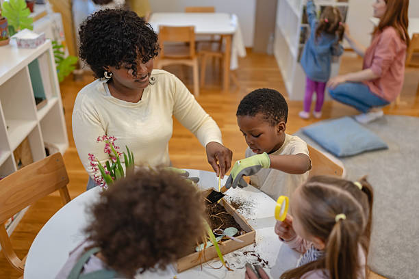 istock Diverse preschool children explore gardening and nature with teachers, using soil and plants for a fun hands-on learning activity focused on environmental awareness and teamwork. 2209614821