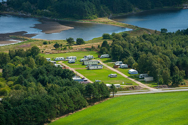 istock Aerial view of a caravan camping site.. 2209620632