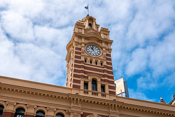 Clock tower of the main train station in Melbourne, Australia