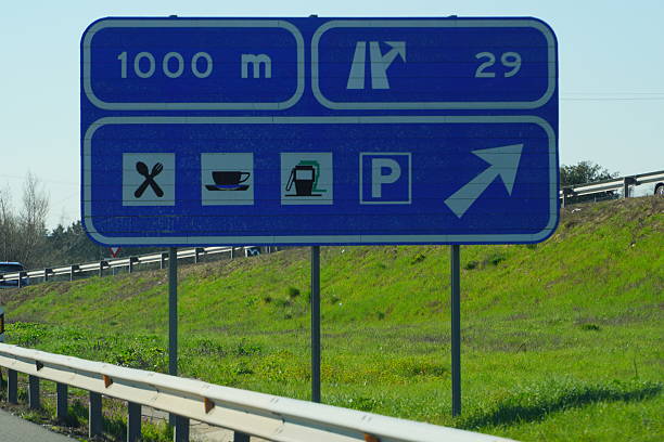 Sign indicating a rest area or service area on a motorway in Spain
