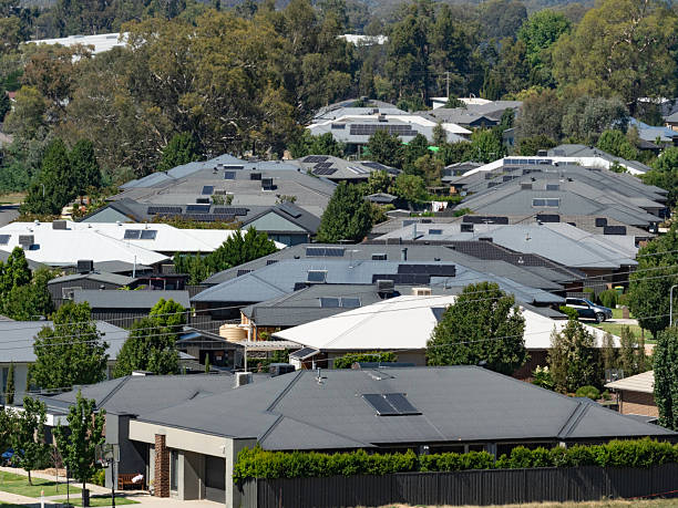 istock High angle view Suburban houses close together 2209635873
