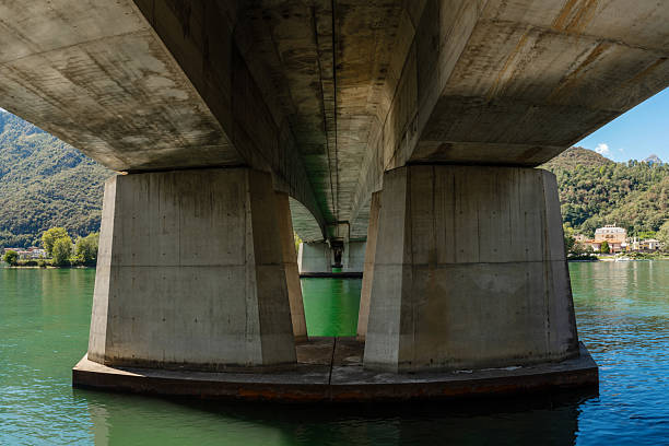 istock View under Bridge with Water and Mountain Landscape 2209639646