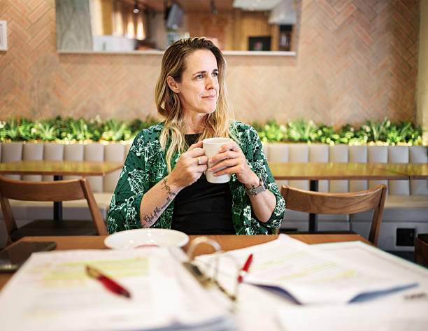 istock Woman teacher having refreshing coffee at cafe 2209640281