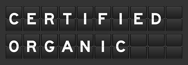 istock Black color analog flip board with word certified organic on gray background 2209648811