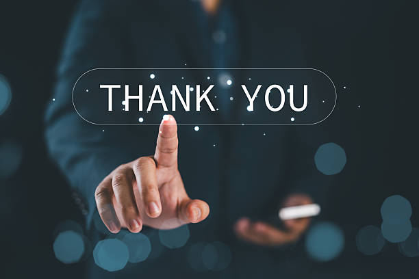 istock Thank You message, A person interacts with glowing 