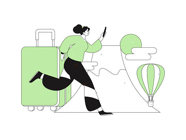 istock Holiday travel travel characters internet background vector hand drawn illustration 2209661006
