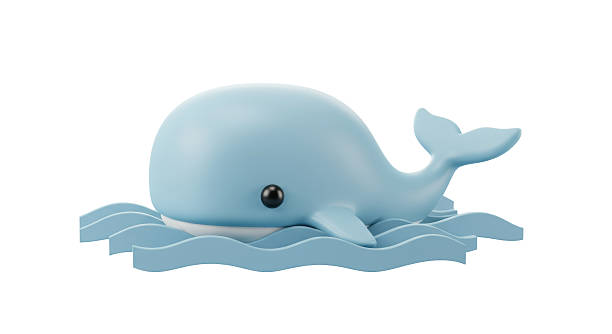 istock Isolated 3D Render of a Cute Blue Whale on Waves 2209662327