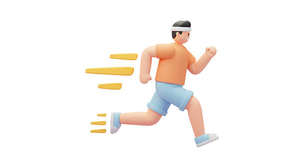 Isolated 3D Runner with Motion Trails, Energetic and Determined