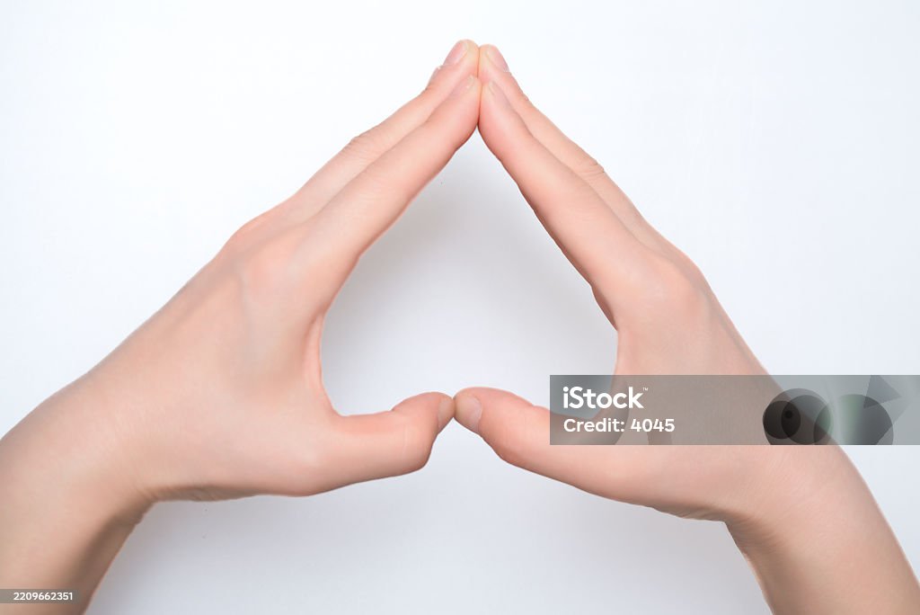 Triangular Hand Sign Elegant Hand Gesture Forming A Triangle Shape For Symbolic ...