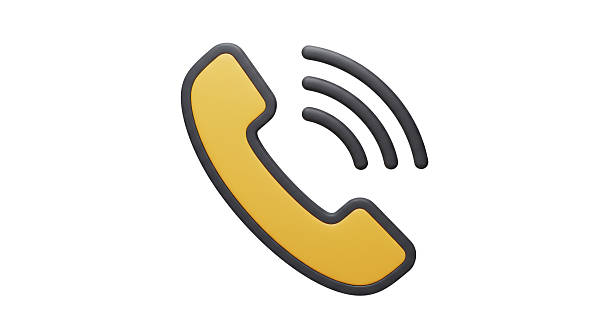 istock Isolated Classic Yellow Phone Handset with Sound Waves 2209662425