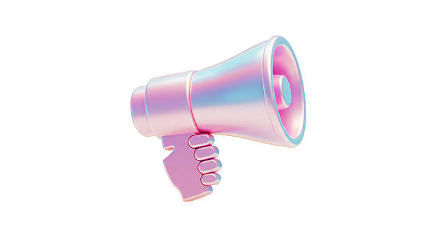 istock Isolated Holographic Megaphone in Hand, Promoting Voice 2209662526