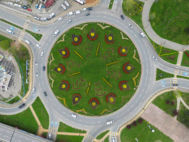 Aerial view of roundabout