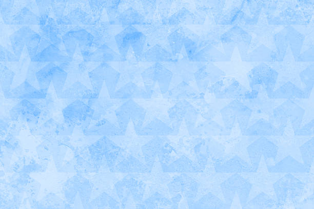 istock Empty blank ice or snow textured pastel light sky blue coloured water color painting camouflage design on painted paper horizontal vector backgrounds with smudged faded pentagram stars all over full frame 2209670313