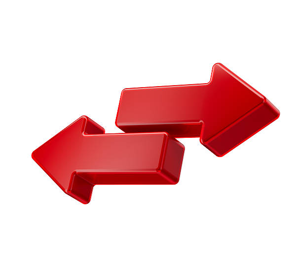 istock 3D Two Red bidirectional arrows symbolizing exchange and transfer. 3d illustration 2209678496