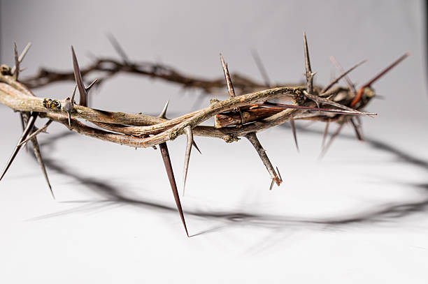 istock Dramatic crown of thorns projecting dark shadow, symbolizing profound spiritual suffering and sacrificial Christ resurrection Concept for faith, spirituality and religion. Easter Day 2209679038