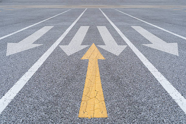 istock Different thinking and Business and technology disruption concept. Yellow arrow cross direction. 2209681052