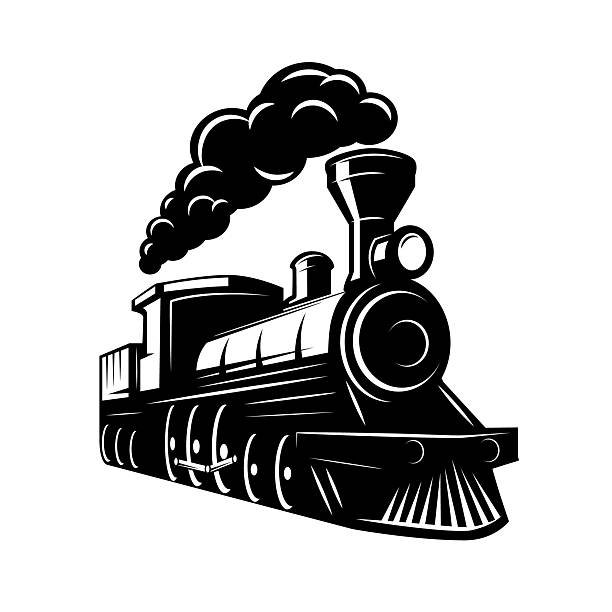 Vintage trains isolated on white background. Locomotive icon. Design element for label, brand mark, sign, poster. Vector illustration