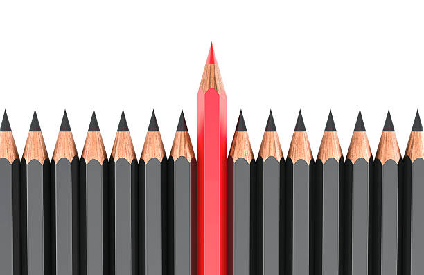 istock Leader concept from pencils. One red pencil with other black pencils. 3D rendering 2209686345